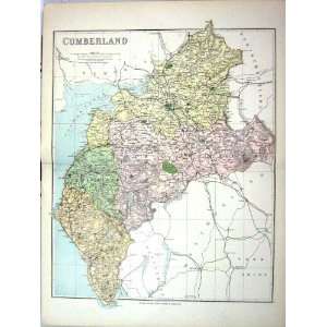  Philip Antique Map 1885 Cumberland England Carlisle 