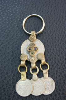 AFGHAN ALPACA OLD COINS AND DANGLY KEY RING BELLY DANCE  