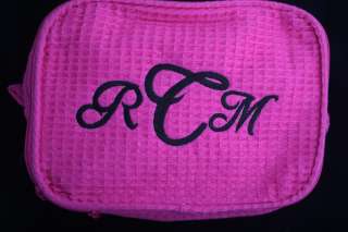 Personalized Monogrammed Lg Waffle Weave Cosmetic Bag  7 colors to 