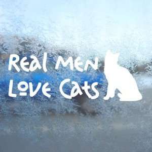  Real Men Love Cats White Decal Car Window Laptop White 