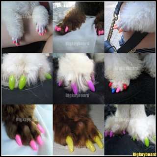 20pcs Soft Dog Nail Caps Claw Control Paws off + Adhesive Glue  