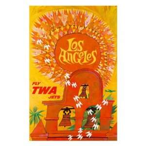  Los Angeles, Fly TWA Jets Giclee Poster Print by David 