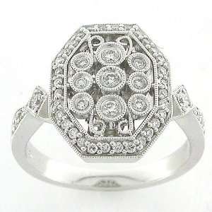  14K White Gold Antique Vintage Style Diamond Ring (GH, SI 