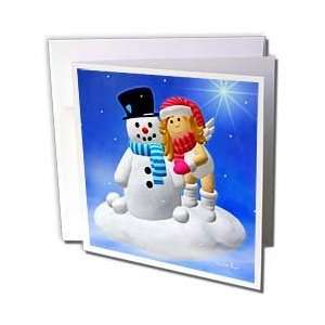  Angel Winter   Angel with Snowman   Greeting Cards 12 Greeting Cards 