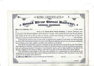 18_ _ Grand River Street RR Stock Certificate    Bond  