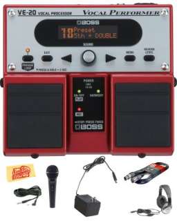 Boss VE 20 Vocal Performer Multi Effects Pedal Deluxe Bundle 