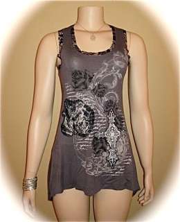 VOCAL CRYSTAL CROSS ROSE & LACE TOP ~ CHOOSE SIZE  