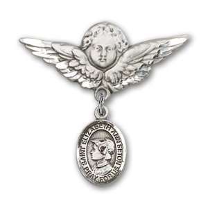  Ann Seton Charm and Angel w/Wings Badge Pin St. Elizabeth Ann 