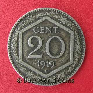 ITALY 1919 R 20 CENTESIMI 21.5mm VITTORIO EMANUELE III  