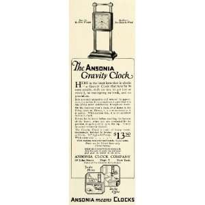 1923 Ad Antique Ansonia Gravity Clock Invention Price Household Decor 