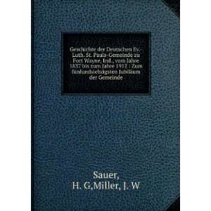   JubilÃ¤um der Gemeinde H. G,Miller, J. W Sauer Books