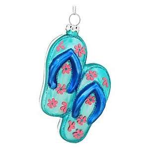  Blue Flip Flops Glass Ornament