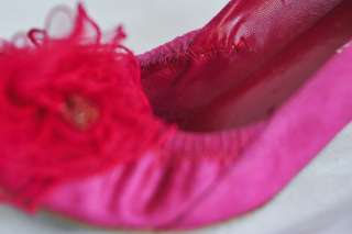 CHANEL Hot Pink Camelia Flower CC Canvas Ballet Ballerina Low Heel 