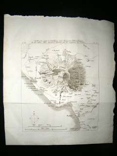 Italy 1806 Antique Map. Mount Vesuvius, Pompei Naples  