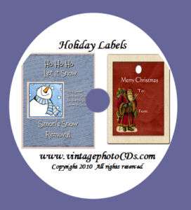 Primitive Vintage Holiday Labels on CD ~ You Print  