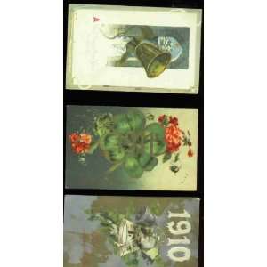  3    VERY OLD       HAPPY NEW YEAR postcards, dated 1910 