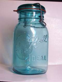 Bicentennial Ball Ideal Blue Glass Wire Lock Canning Jar & Seal 1 