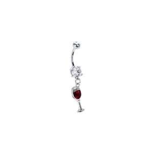 Red Wine Glass Belly Button Ring