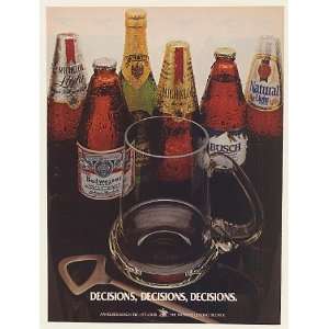  1981 Michelob Budweiser Busch Beer Bottles Decisions Print 