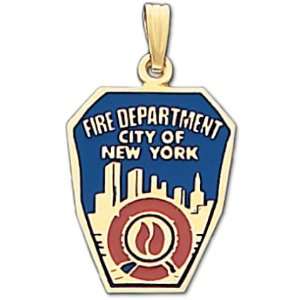    14k Yellow Gold New York City Fire Department Pendant: Jewelry