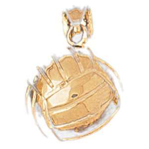  14kt Yellow Gold 3 D Volleyball Pendant: Jewelry