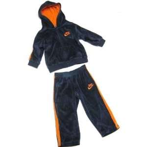  Nike Velour Swoosh Toddler / Baby Tracksuit in Navy Blue 
