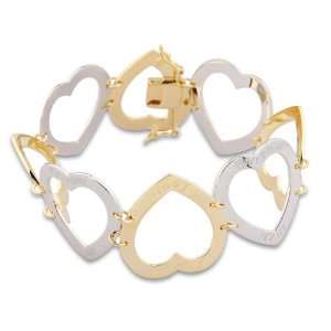   Gold Over Sterling Silver Two Tone Always and Forever Heart Bracelet
