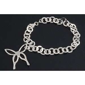   Chain Link w/ Single Large Butterfly Italian Charm Bracelet: Jewelry