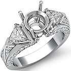 1ct Diamond Ring Round 3 Stone Semi Mount Platinum s7.5 Engagement 