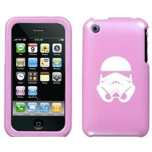 APPLE IPHONE 3G 3GS WHITE STORMTROOPER ON A LIGHT PINK HARD CASE COVER