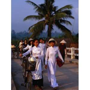  Group of People Walking Across Bridge, Mekong Delta, Vietnam 