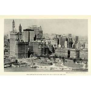  Print New York Battery Park Singer Tower Woolworth Building Aquarium 