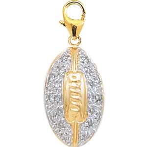  14K Yellow Gold Diamond Football Charm: Jewelry