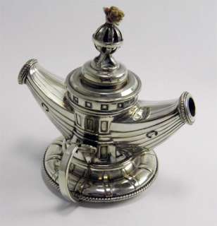 FINE ANTIQUE ARTS & CRAFTS SILVER PLATED BOAT HULL TABLE CIGAR LIGHTER 