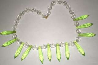 Vintage Plastic CLEAR GREEN LUCITE RARE MINT Necklace  