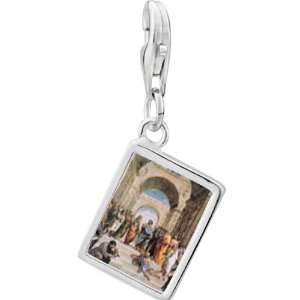   Sterling Silver Raphaels School Of Athens Photo Rectangle Frame Charm
