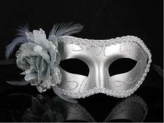 Silver Rose Venetian Mardi Gras Costume Masquerade Party Carnival New 