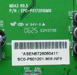 This is an Olevia EPC P517201GM10 (SCO P501201 M18 NF8) Main board 