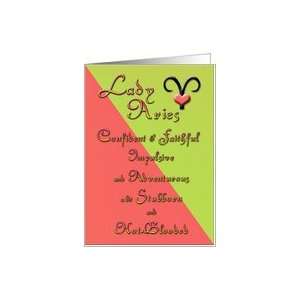  I Love You Lady Aries Zodiac Love and Romance Card Health 
