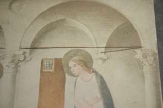 VTG Old Annunciation Jesus Virgin Mary Gabriel Fra Angelico Print Gold 