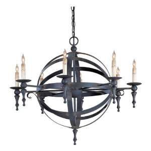  Armillary Detailed Sphere Wrought Iron 8 Light Chandelier 