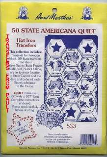 50 State Americana Aunt Marthas Hot Iron on Embroidery Transfers