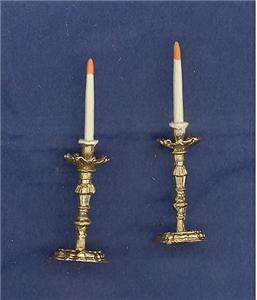 Jewish Miniature Dollhouse Candlesticks in a Gold Look  