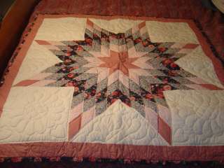 AMISH MAUVE BLUES LONE STAR WALLHANGING QUILT 44  44  