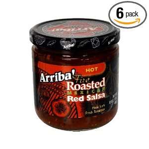 Arriba Hot Red Salsa, 16 Ounce Glass (Pack of 6)  Grocery 