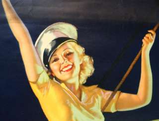  MORAN SAILOR GIRL PIN UP ADVERTISING CALENDAR RICHFIELD GASOLINE 1940