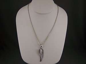 Silver crystal angel wing necklace pendant 17   20  