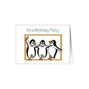   Birthday Invitation, Penguins Dancing, Kids Party Card: Toys & Games