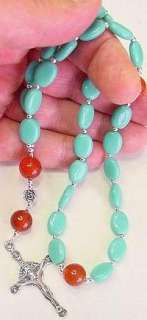 ANGLICAN ROSARY PRAYER BEADS TURQUOISE AGATE STERLING  