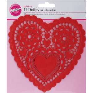  Grease Proof Doilies 6 Red Heart, 12/Pkg.